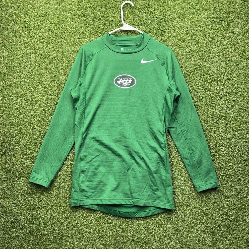 New York Jets Nike Long Sleeve Shirt Mens XL NFL On Field Dri-Fit Green Stretch